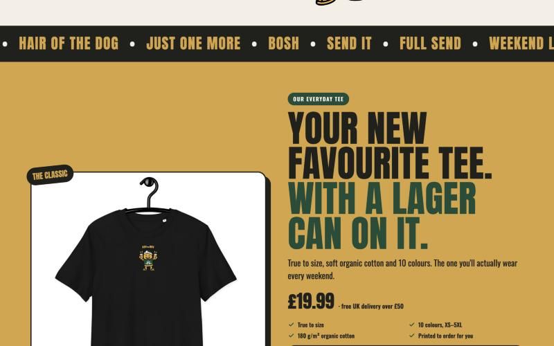 Kev the Bev Classic tee section