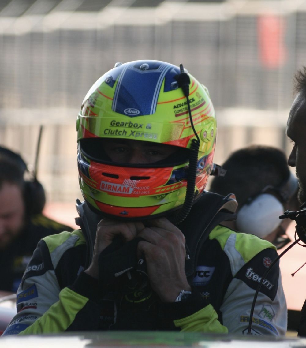 Driver getting ready in the garage